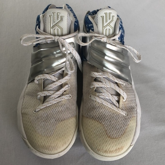 Nike kyrie GUC Sneakers silver white and blue Sz 8 - Picture 3 of 15